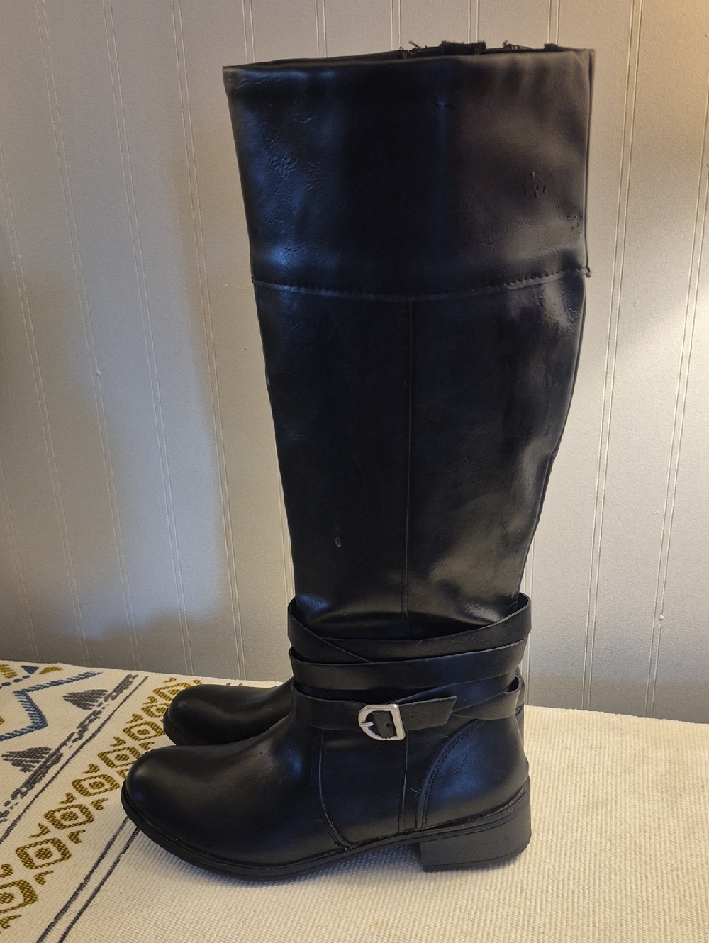 St. John's Bay Black Over-the-Knee Riding Boots with Buckle Strap